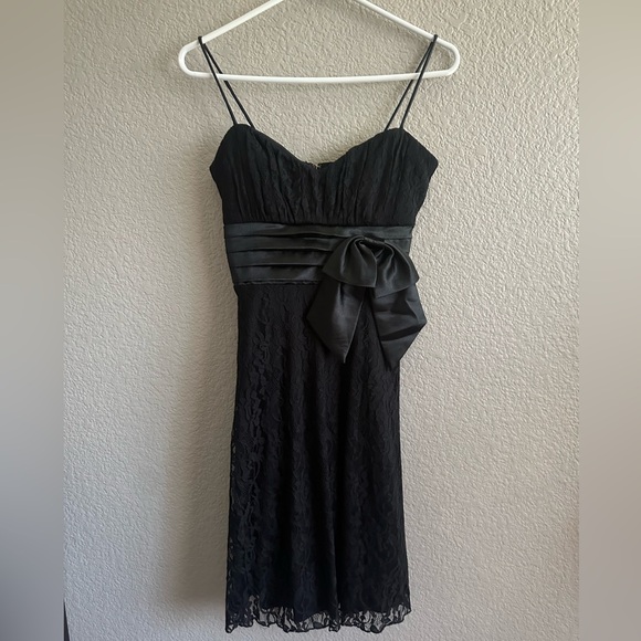 Black Lacy Spaghetti Strap Dress by Cindy Size S - Picture 1 of 9